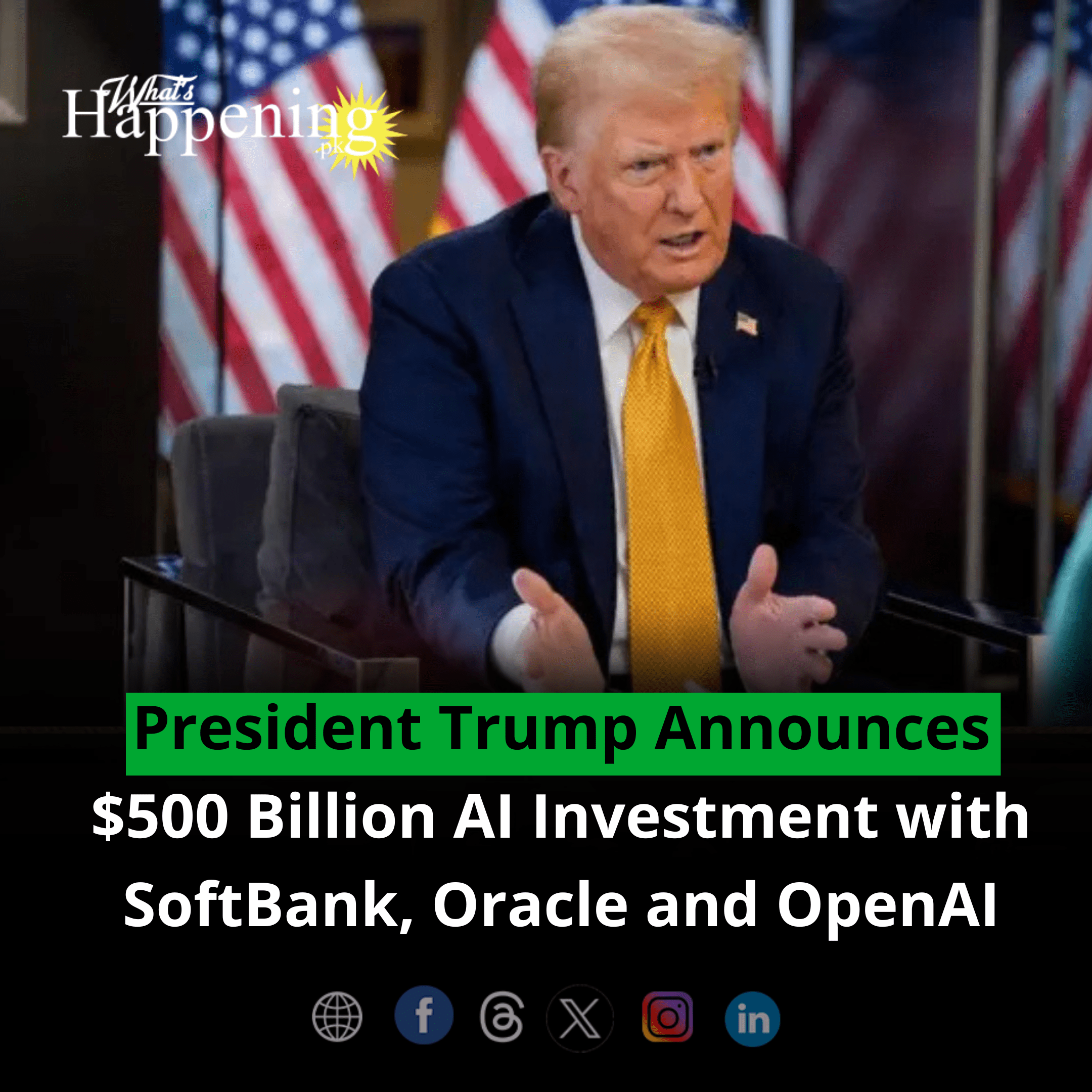 President Trump Announces $500 Billion AI Investments.